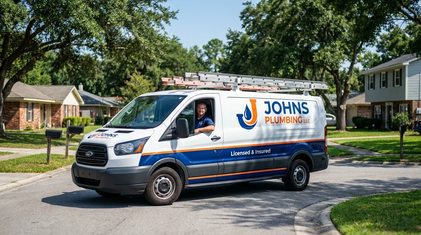 Johns Plumbing LLC service van in Bloomsburg, PA