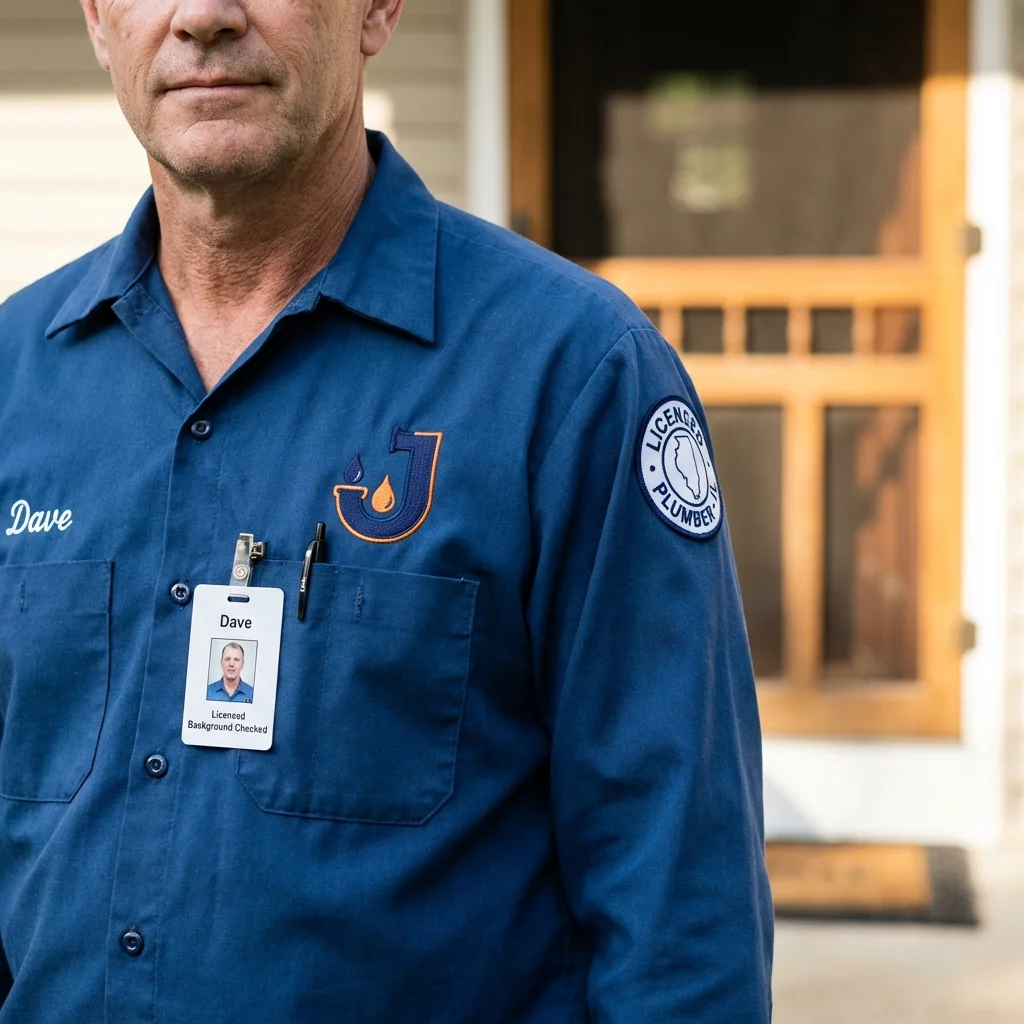 Licensed plumber showing ID badge in Bloomsburg, PA