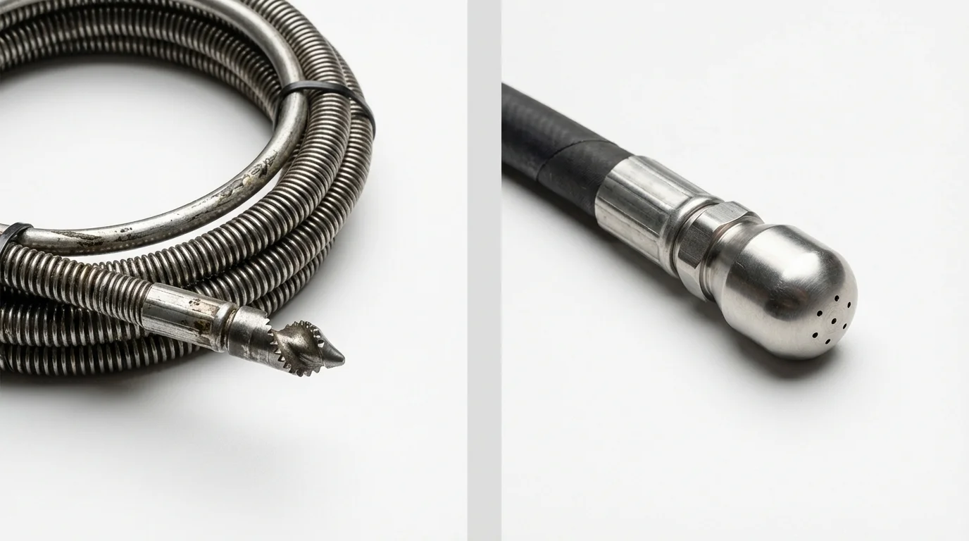 Drain snake cable and hydro jetting nozzle used for drain cleaning in Bloomsburg, PA