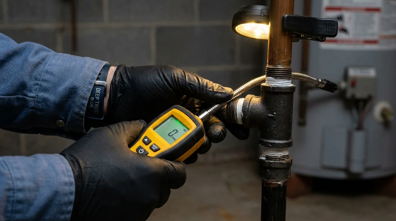 Gas leak detection with electronic sniffer by Johns Plumbing LLC in Bloomsburg