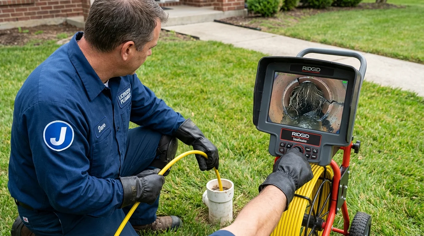 Sewer camera inspection being performed by Johns Plumbing LLC in Bloomsburg